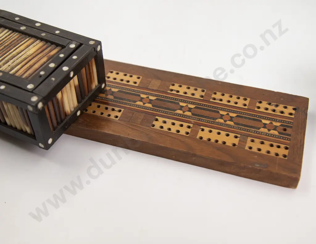 Three Vintage Boxes and Cribbage Marker Board Image 1++