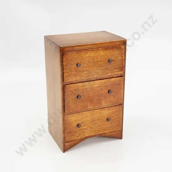 Vintage Miniature Mahogany Veneer Three Drawer Tall Chest