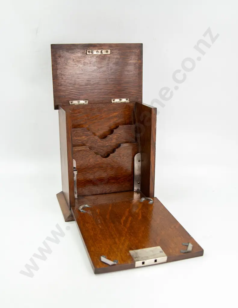 Edwardian Oak Writing Compendium Image 1++