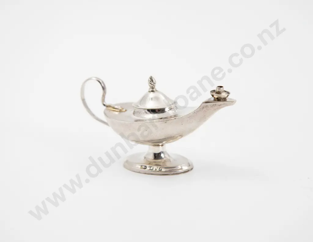 Edwardian S/S Miniature Aladdin Oil Lamp Table Cigar Lighter Image 1++