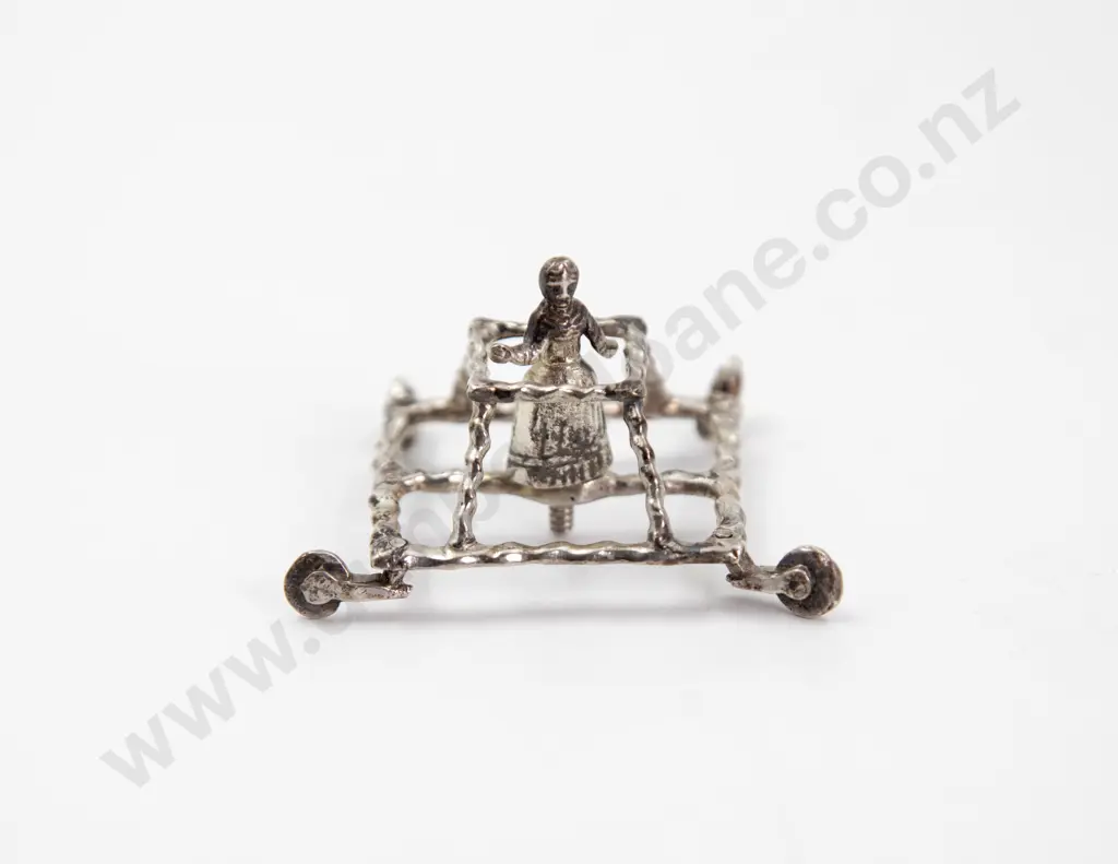 Antique Dutch Silver Miniature Baby Walker Image 1++