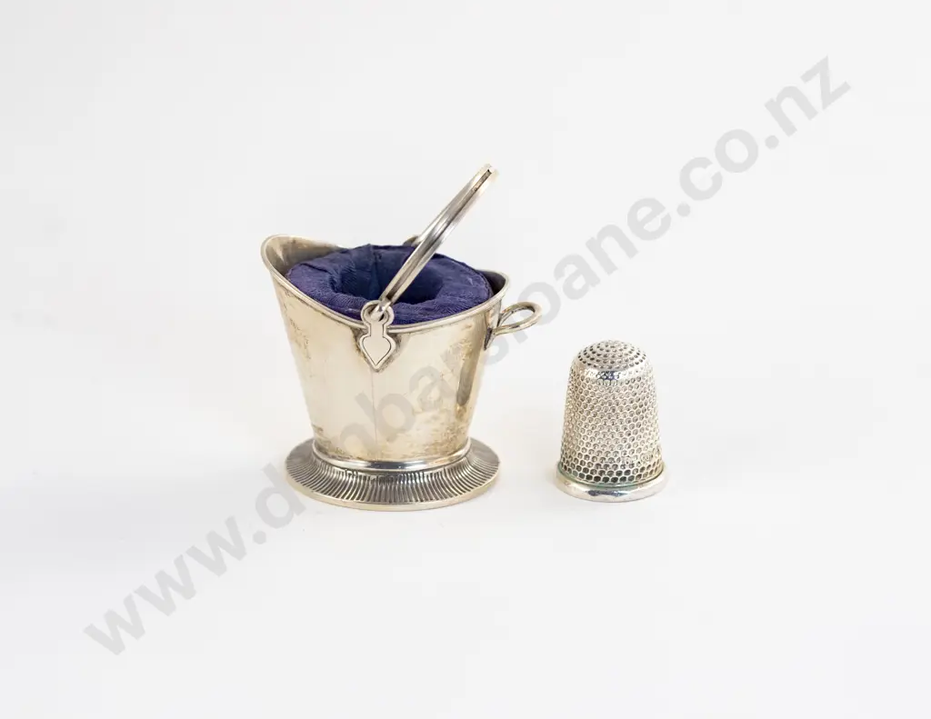 Victorian S/S Coal Scuttle Thimble Holder with Thimble Image 1++