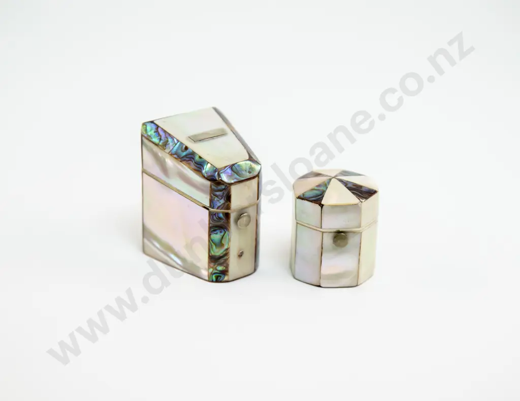 Victorian MOP & Abalone Pocket Sewing Box and Thimble Box Image 1++