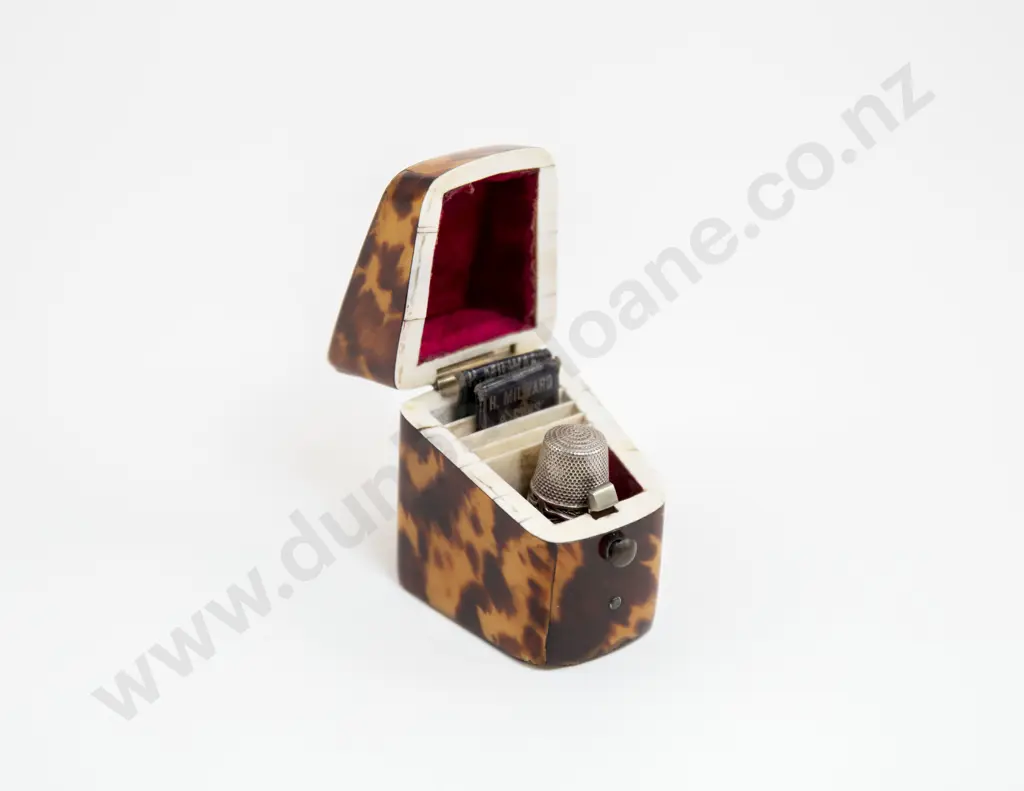 Victorian Tortoise Shell Pocket Sewing Box Image 1++