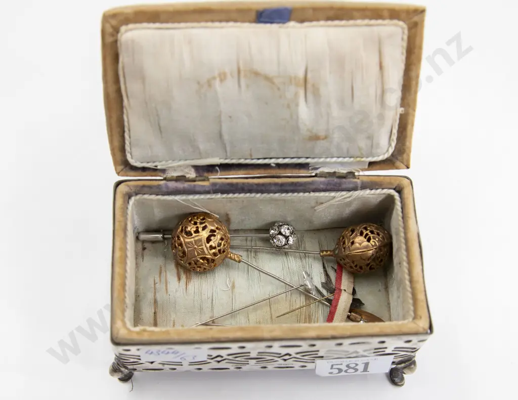 Early C20th S/Plated Gallery Sewing Box Image 1++