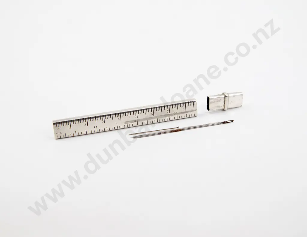European Sterling Ruler Needle Case Image 1++