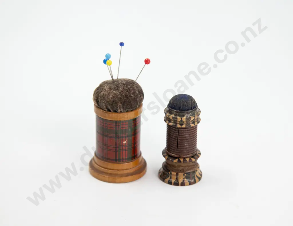 Victorian Tunbridge and Tartan Ware Pin Cushions Image 1++