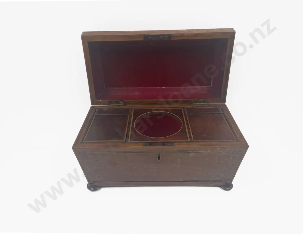 Georgian Mahogany Sarcophagus Shaped Tea Caddy Image 1++