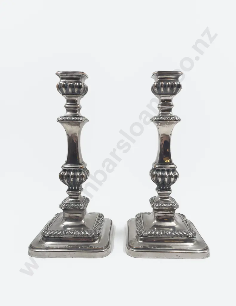 Pair of Plated Candlesticks Image 1++