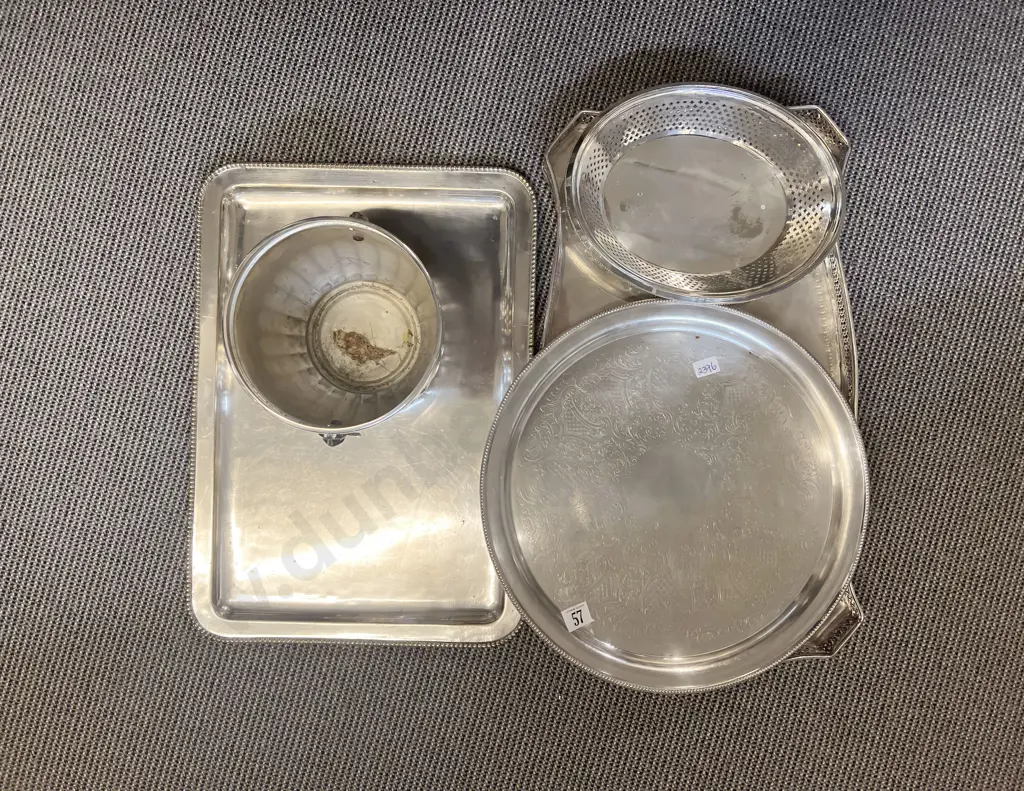 Four Assorted S/P Trays together with Champagne Bucket Image 1++