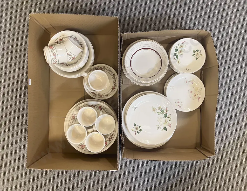 Two Boxes of Assorted Fancy China including Bilton Part Dinner Set Image 1++