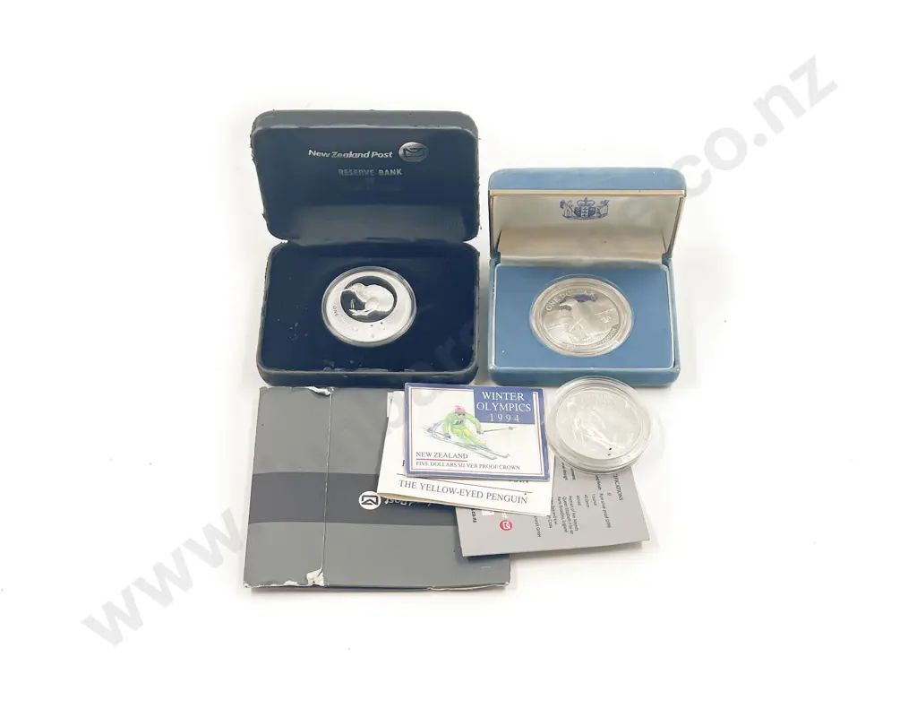 NZ Proof Silver 1988 $1/2010 $1/1994 $5 Image 1++