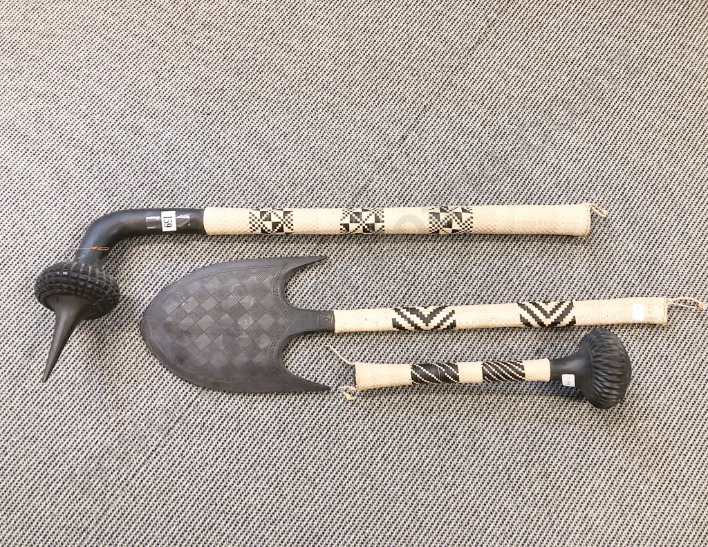 Three Assorted Tribal Item with Woven Handles Image 1++