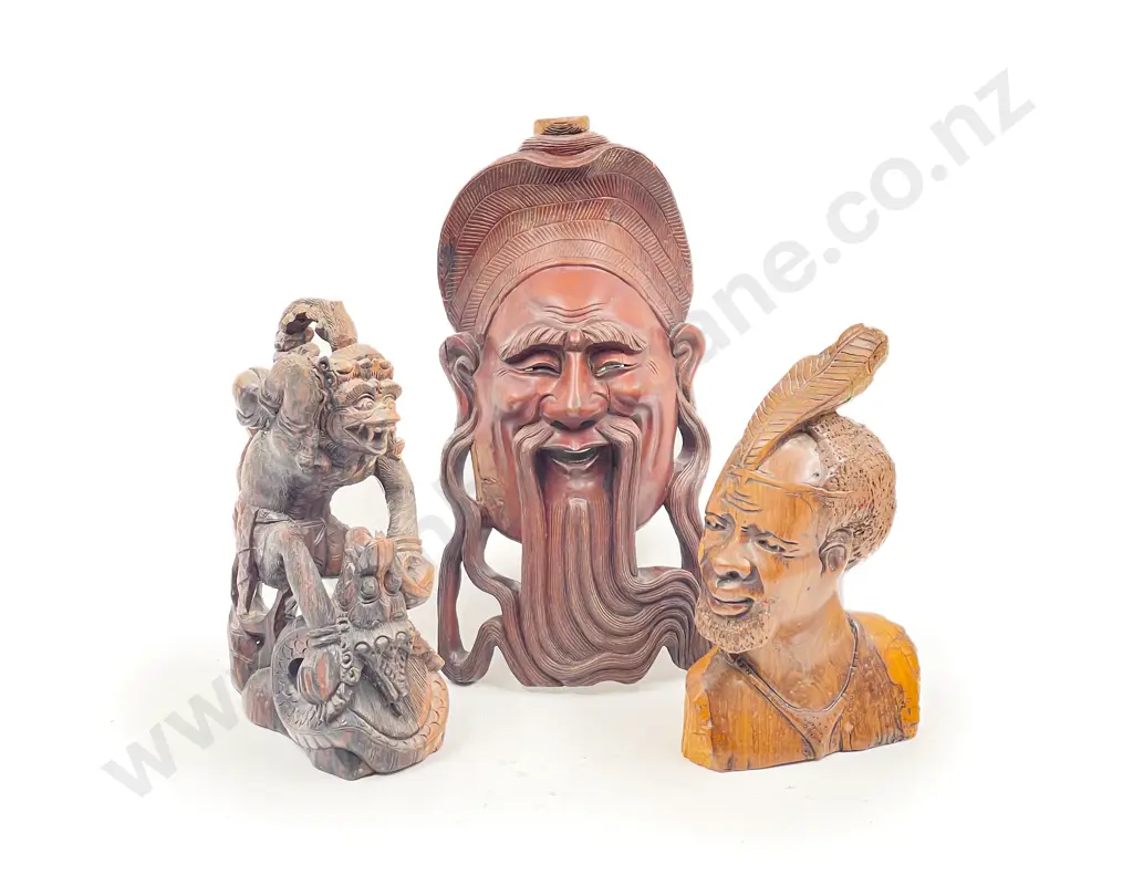 Carved Mask together with Two Others Image 1++