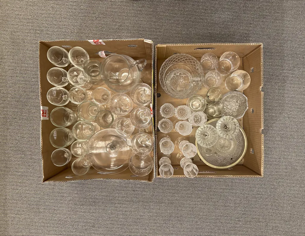 Two Boxes of Assorted Crystal & Glassware Image 1++