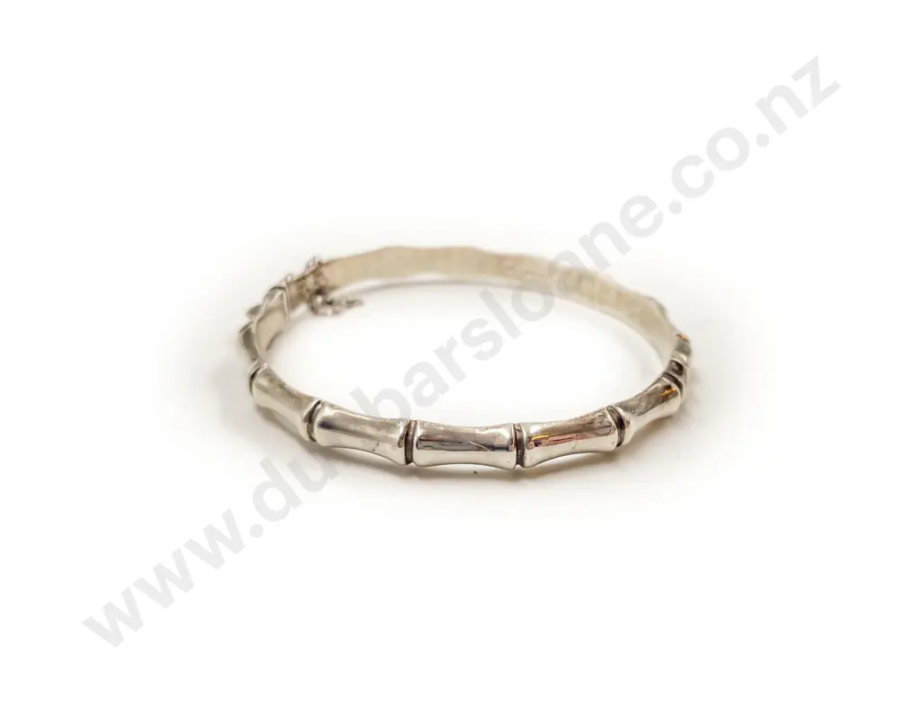 Sterling Silver Hinged Bamboo Snap Bangle Image 1++