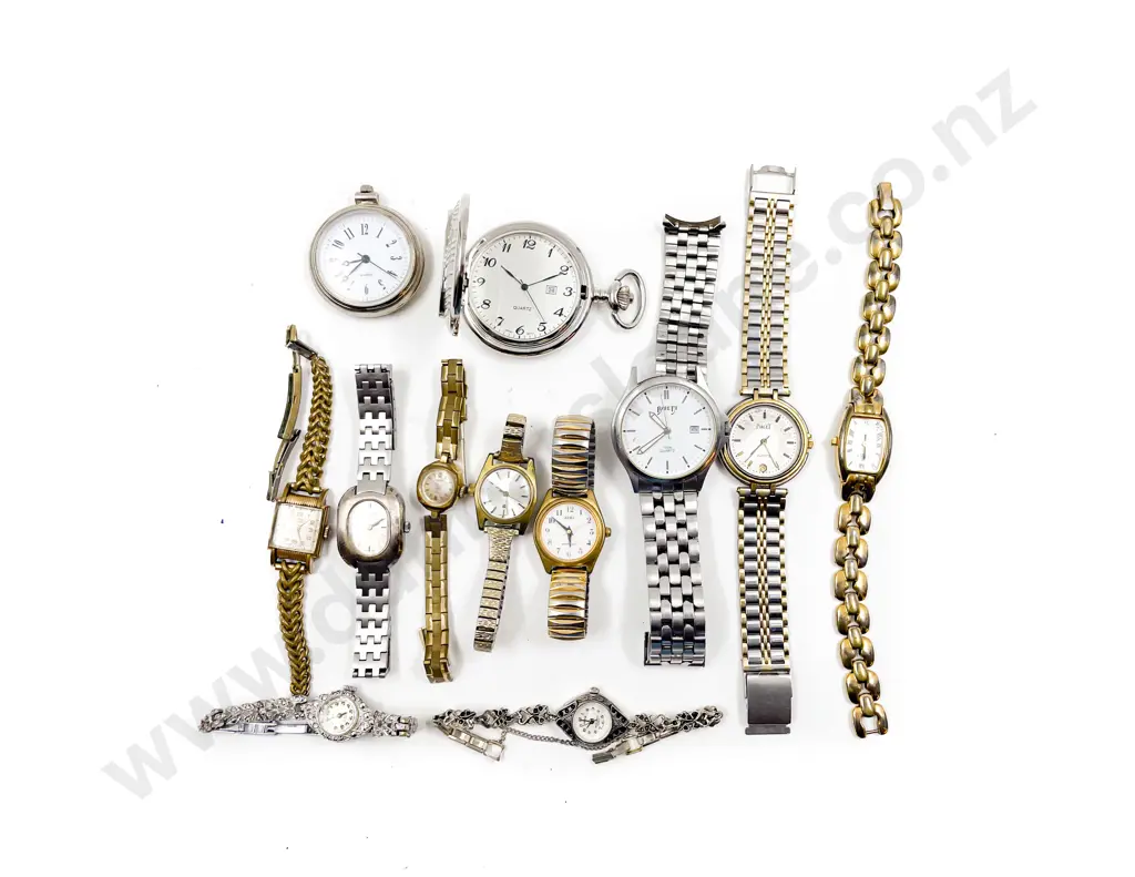 Two Fob Watches with Assorted Wrist Watches Image 1++