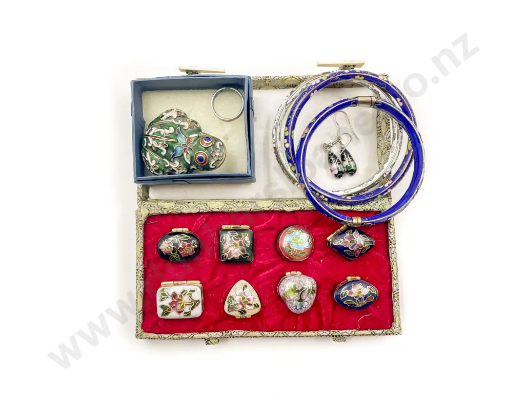 Collection of Small Enamel Trinket Boxes Image 1++