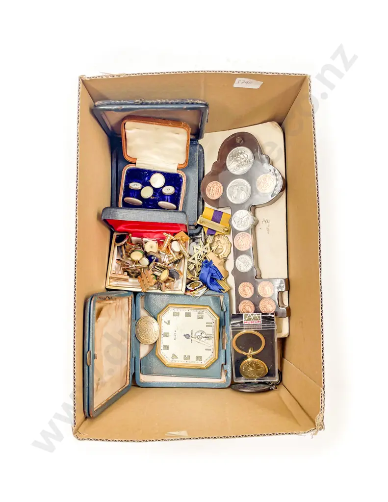 Box Quantity of Assorted Cufflinks Badges etc Image 1++