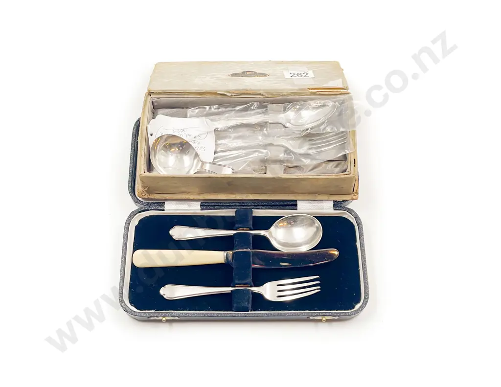 S/S Tea Caddy Spoon together with Two Boxes Sets of S/P Cutlery Image 1++