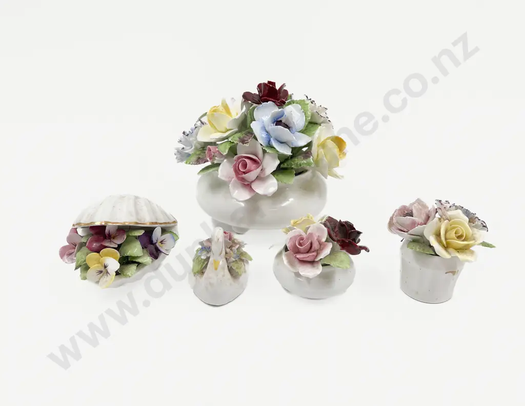 Set of Five Assorted RD Floral Ornaments Image 1++