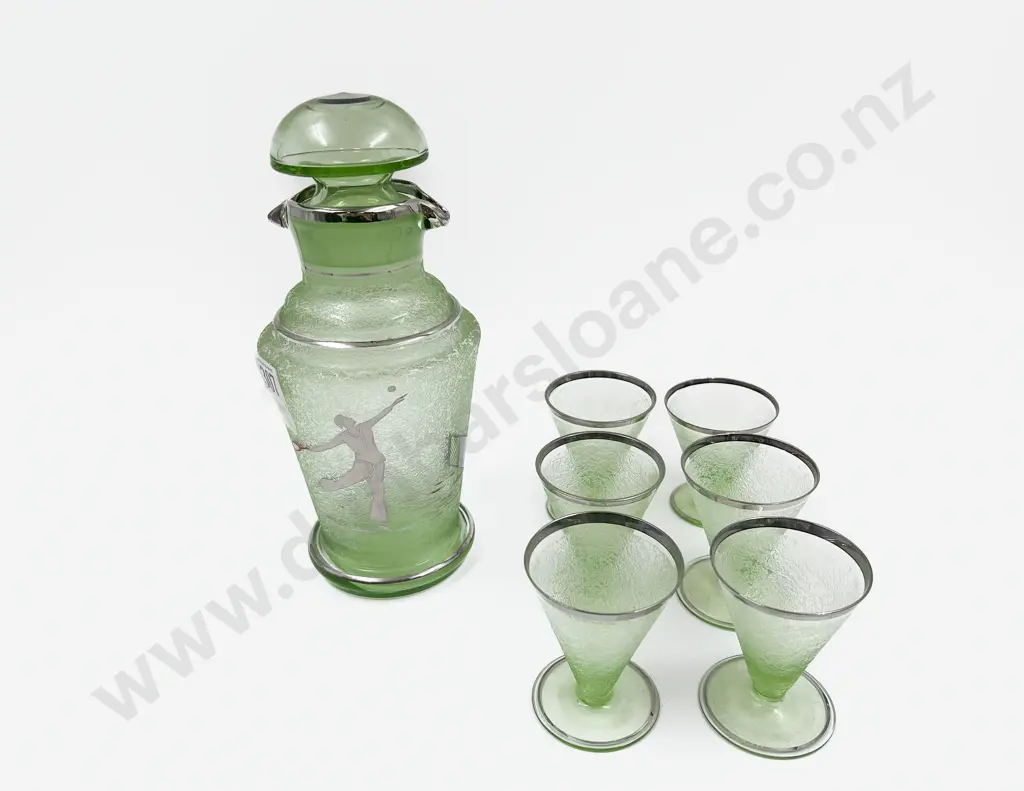 Art Deco Decanter & Six Glasses Image 1++