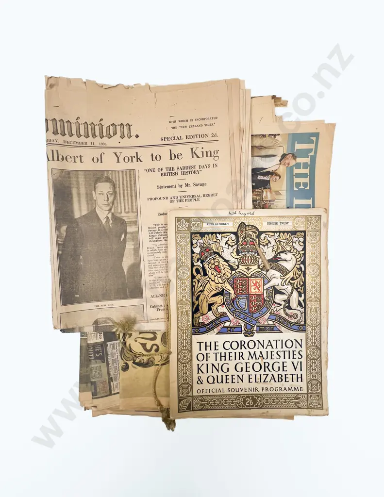 Coronation Souvenir Programme together with Assorted Vintage Newspapers Image 1++