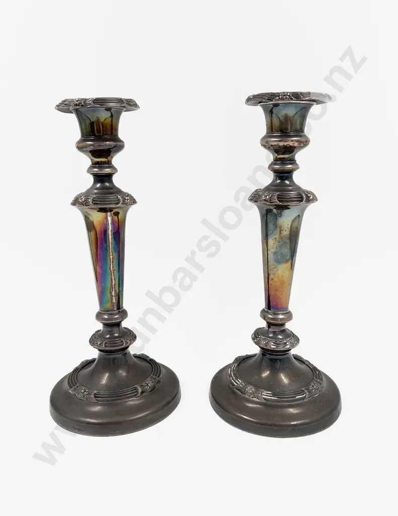 Pair of Sheffield Plate Candlesticks Image 1++