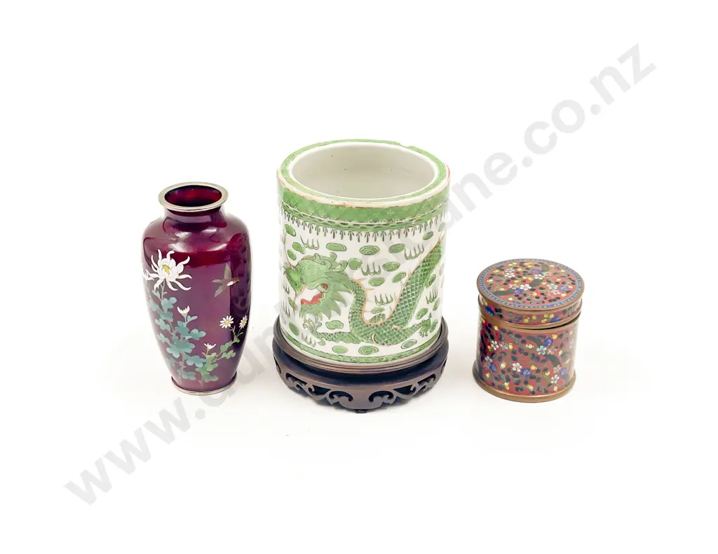 Wireless Cloisonné Vase with Other Vase and Cloisonné Trinket Box Image 1++