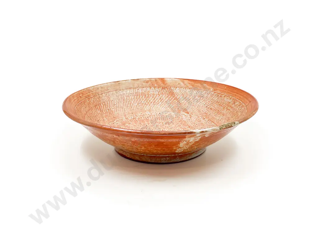 Shino Glazed Large Pottery Pedestal Base Bowl Image 1++