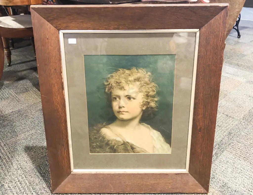 Framed Oil Work together with Oak Framed Portrait Print Image 1++