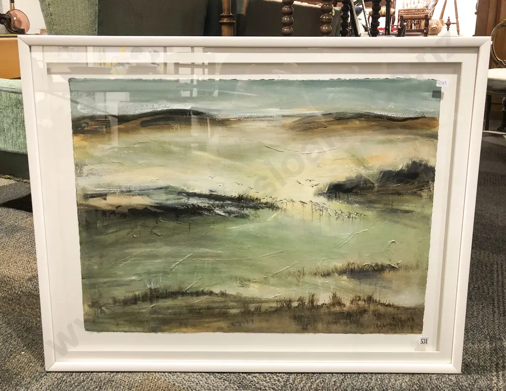 Liz Turnbull Modern Landscape Oil on Paper Image 1++