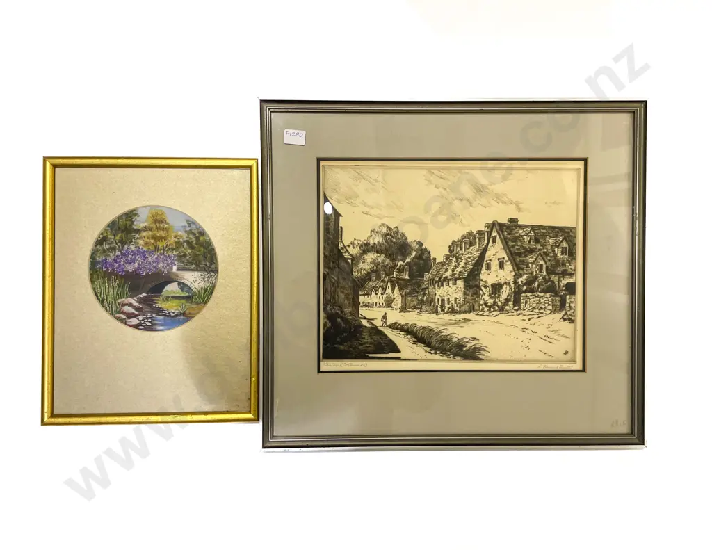 Four Assorted Originals together with Framed Etching Image 1++