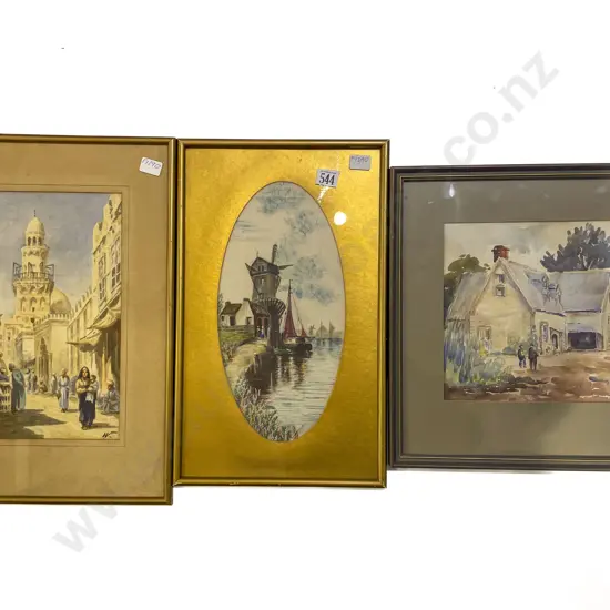 Four Assorted Originals together with Framed Etching