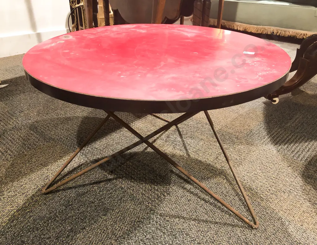 Mid Century Circular Formica Top Coffee Table Image 1++