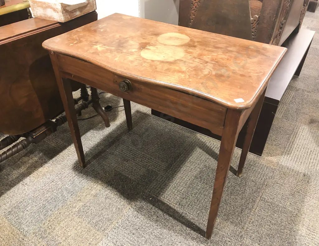 Vict Mahogany Single Drawer Serpentine Front Hall Table Image 1++