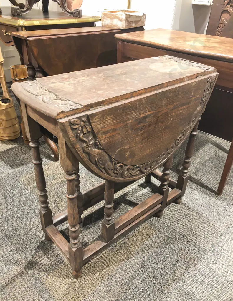 Oak Arts & Crafts Dropside Oval Table Image 1++