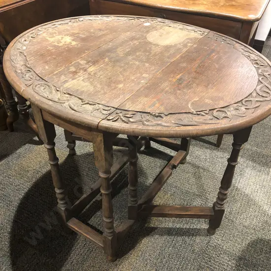Oak Arts & Crafts Dropside Oval Table