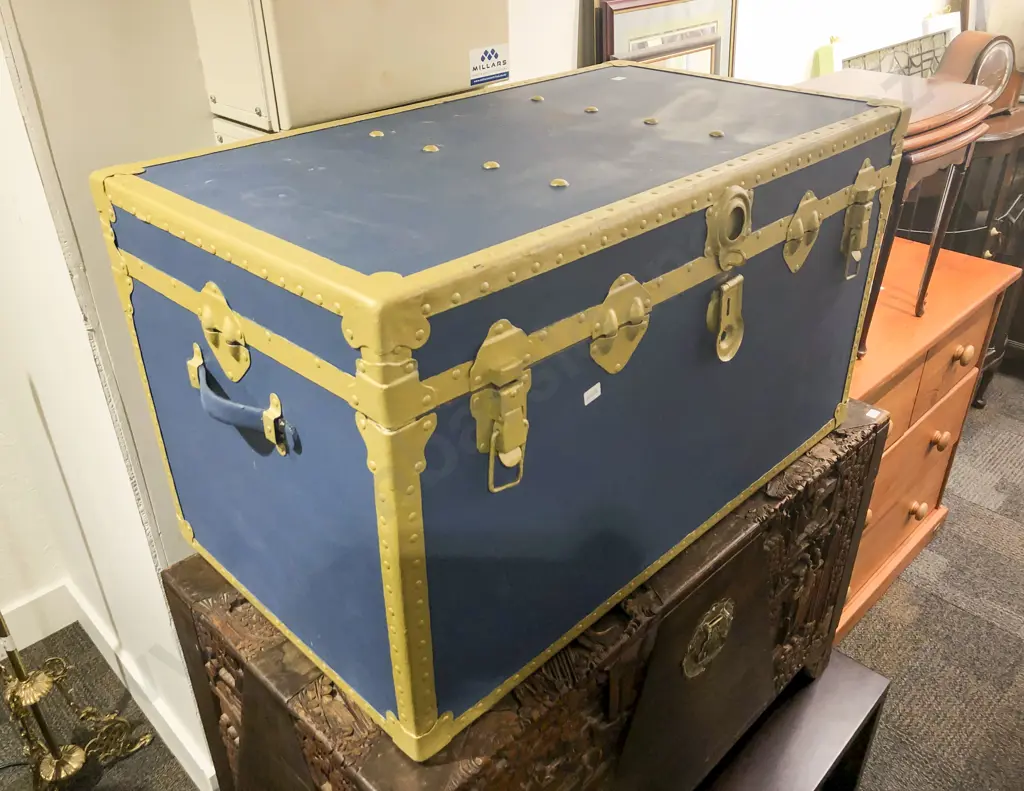 Vintage Painted Cabin Trunk Image 1++