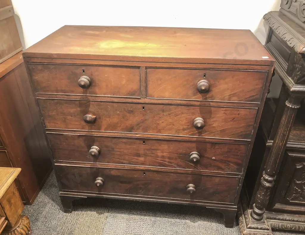 Vict Mahogany Flat Front Chest of Drawers Image 1++