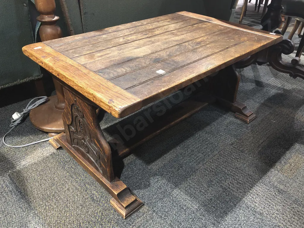 Oak Coffee Table with Refectory Base Image 1++