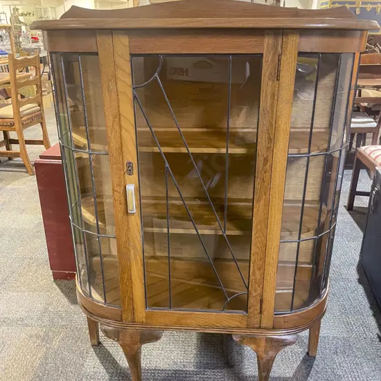 Oak Leadlight China Cabinet