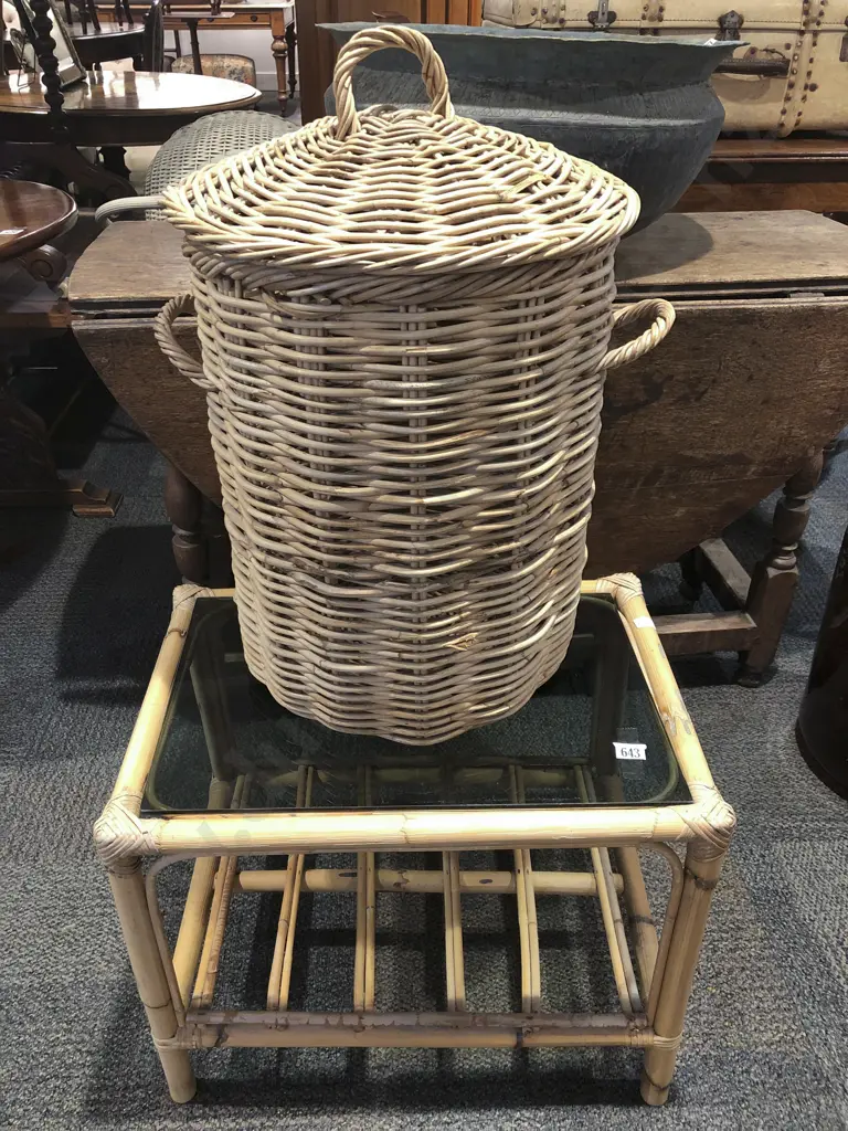 Cane Coffee Table together with Wicker Basket Image 1++