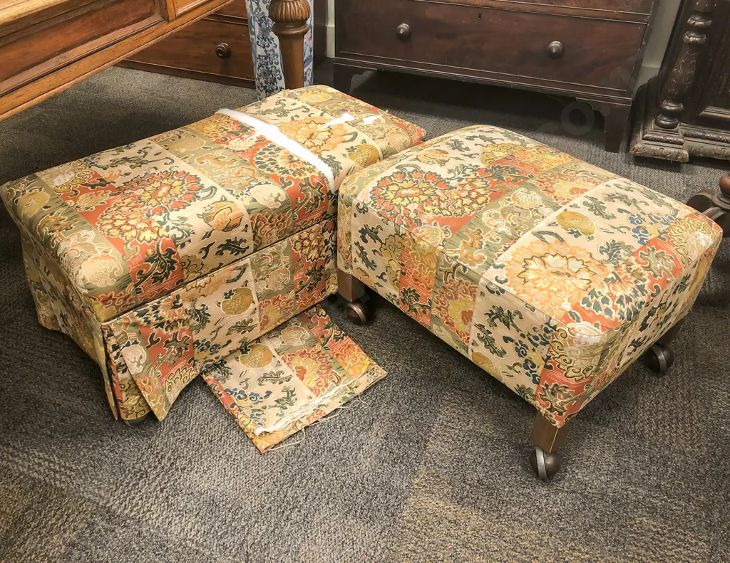 Two Upholstered Foot Stools Image 1++