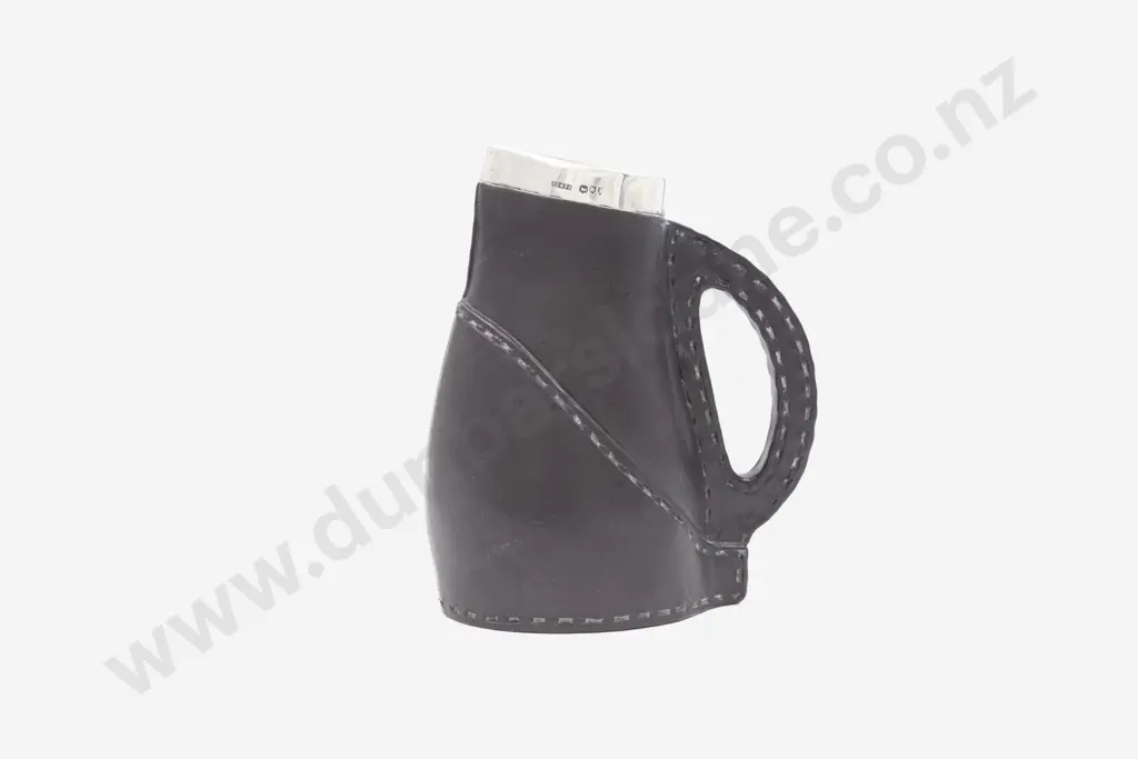 Vict Doulton Lambeth S/S Mounted Blackjack Faux Leather Ale Jug Image 1++