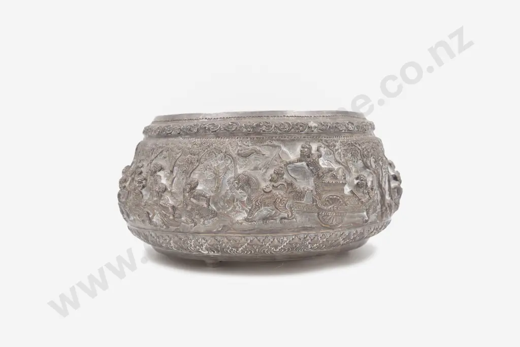 Large Asian Silver Fruiit Bowl Image 1++