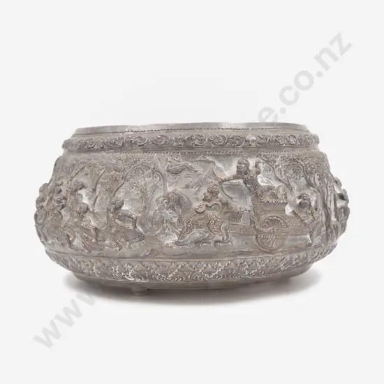 Large Asian Silver Fruiit Bowl