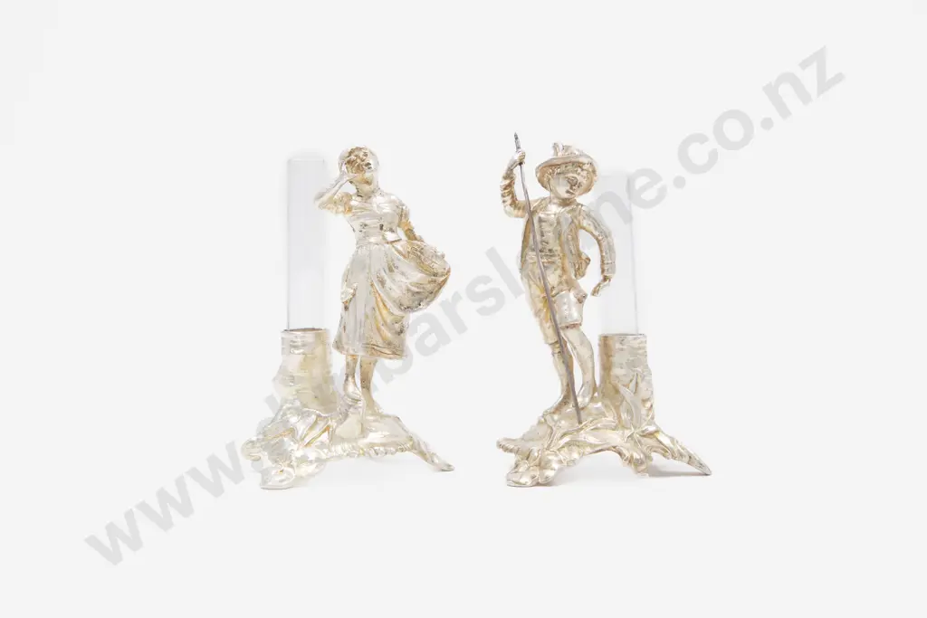 An Attractive Pair Of WMF Gilded Figural Single Stem Vases Image 1++