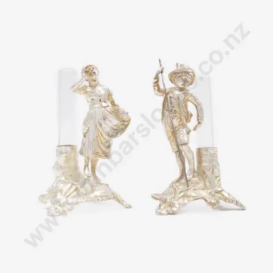 An Attractive Pair Of WMF Gilded Figural Single Stem Vases