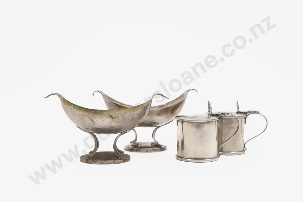 An Elegant Pair Of European S/S Gilt Salts Image 1++